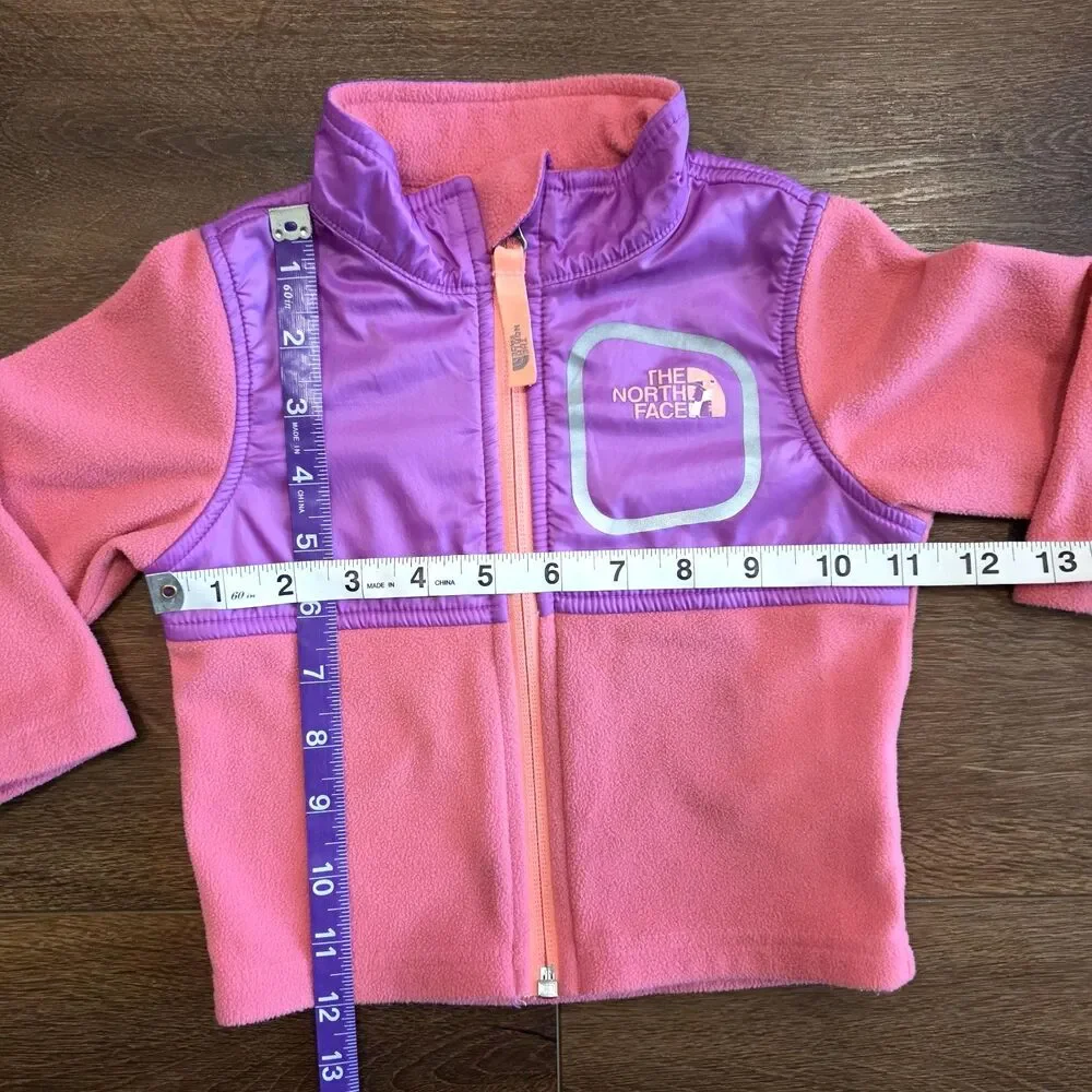 The North Face Fleece Jacket Pink Infant 6-12M Zip Logo Baby Girl Purple